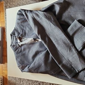 Akris Punto grey and silver pinstripe skirt suit